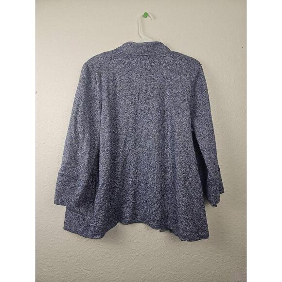 Allison Daley Blue Silver Open Front Cardigan Two Pockets Petite Large - Picture 5 of 9